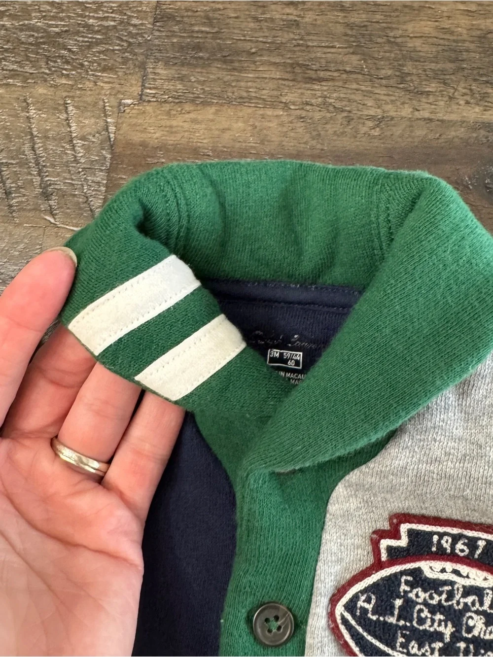 3M Ralph Lauren Baby Boy Colorblock Fleece Footie Coverall, Varsity Football